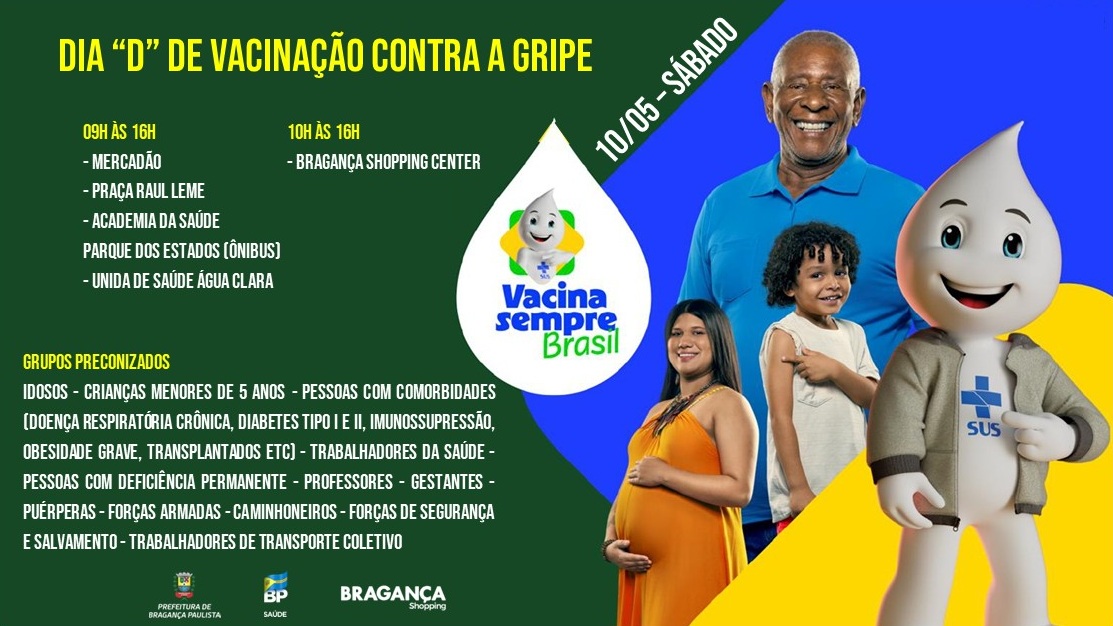 Dia “D” de vacinação contra a Gripe acontece neste sábado (10)