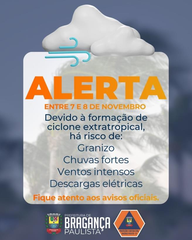Defesa Civil do Estado alerta para possibilidade de ventos fortes e chuvas intensas no Vale do Paraíba e Serra da Mantiqueira