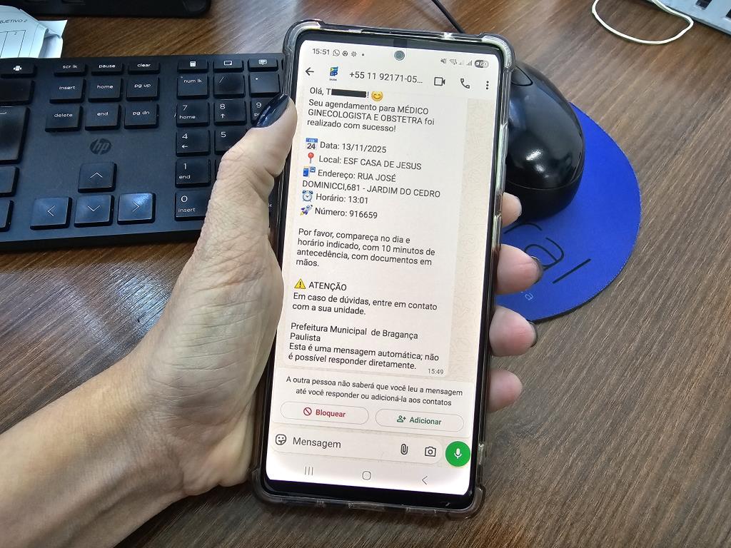 NOTA  – Mensagens via WhatsApp