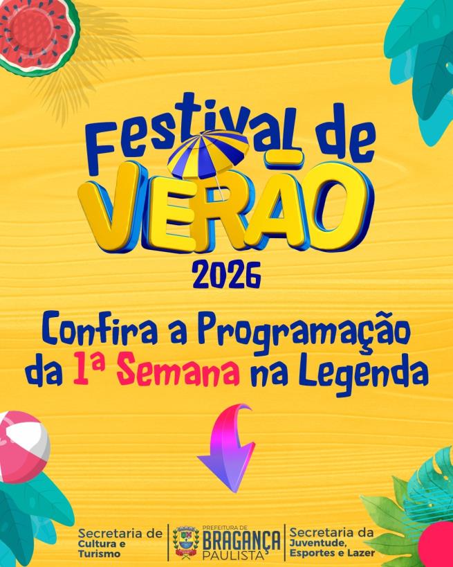 Festival de Verão 2026 movimenta Bragança Paulista com esporte, cultura e lazer; confira a programação da primeira semana