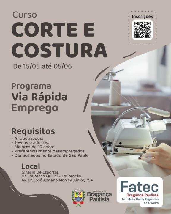 Como se inscrever no curso de Corte e Costura