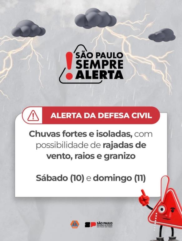 Defesa Civil Estadual alerta para tempestades