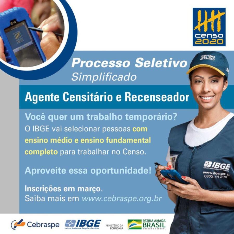 IBGE prorroga inscrições para processo seletivo do Censo 2022