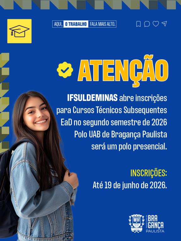 Polo UAB de Bragança Paulista amplia acesso à formação técnica gratuita