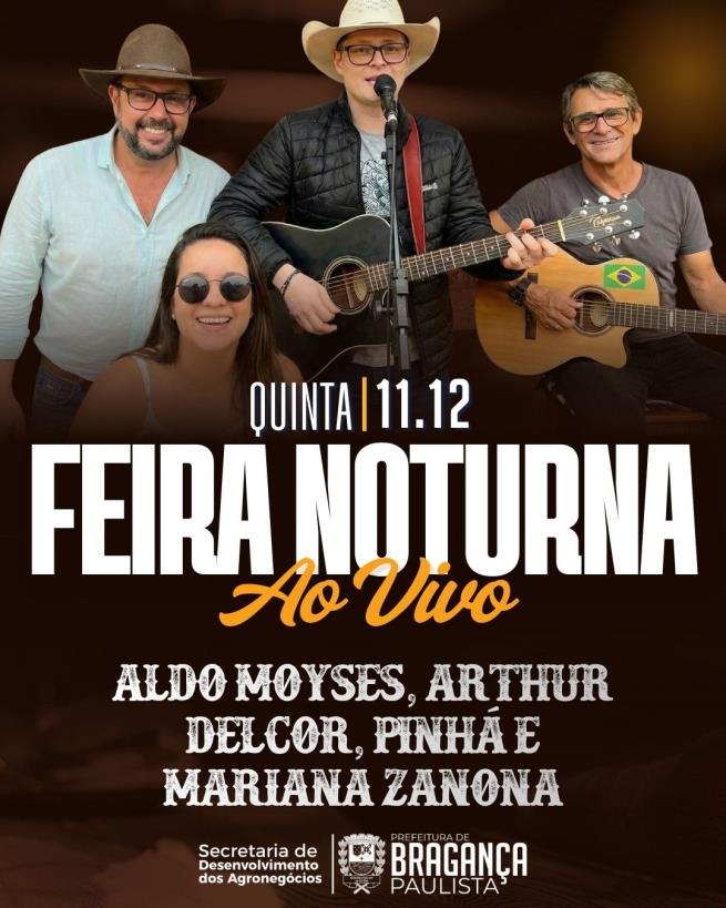 Feira Noturna terá apresentação do Boteco do Pinhá nesta quinta-feira (11/12)