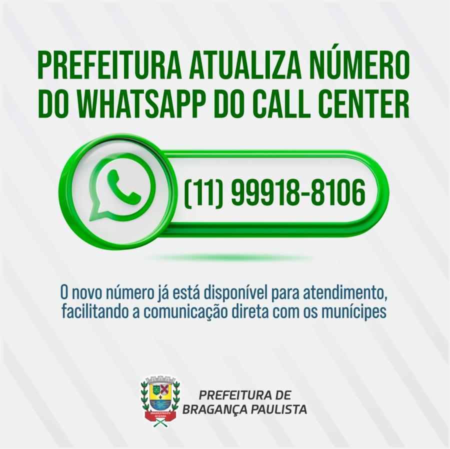 Prefeitura atualiza número do WhatsApp do Call Center