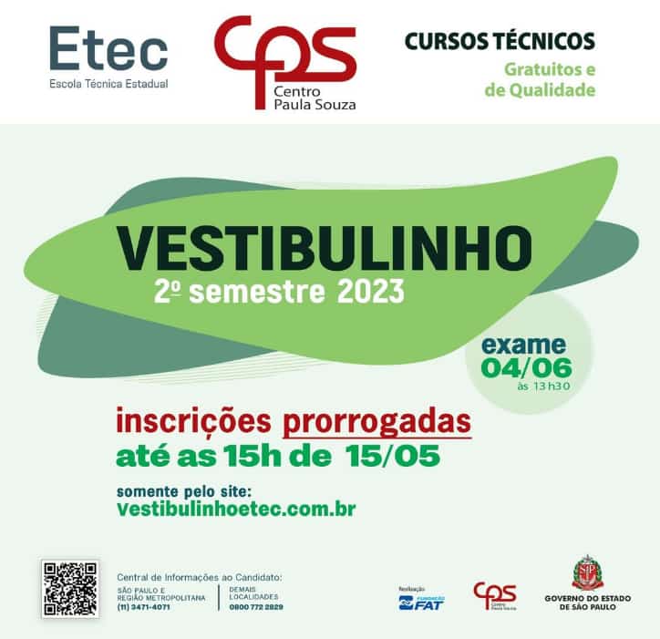 Etecs abrem as inscrições do Vestibulinho para o 2º semestre 2023