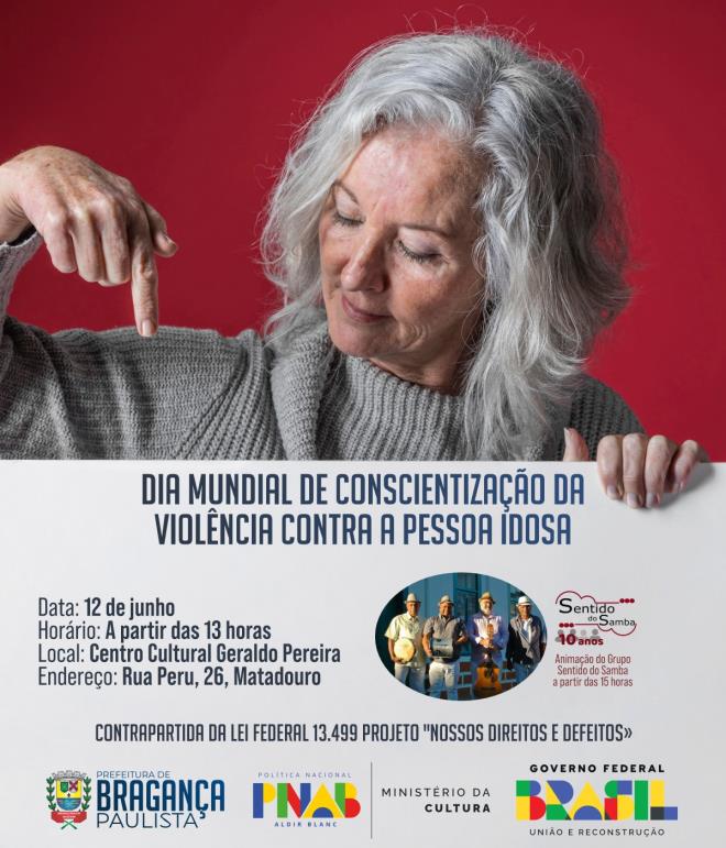 Dia Mundial de Conscientização da Violência Contra o Idoso terá atividades no Centro Cultural Geraldo Pereira