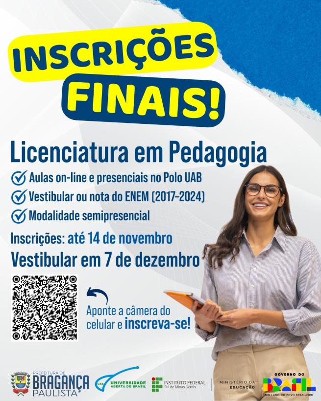 Inscrições para curso de Pedagogia semipresencial em parceria com o IFSULDEMINAS entram na reta final em Bragança Paulista