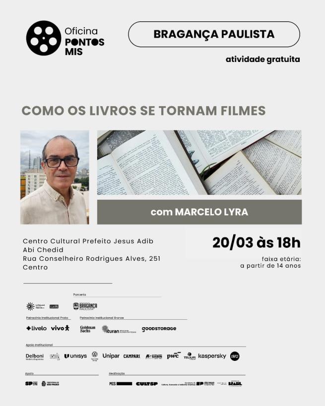 Oficina gratuita revela como histórias literárias ganham vida no cinema