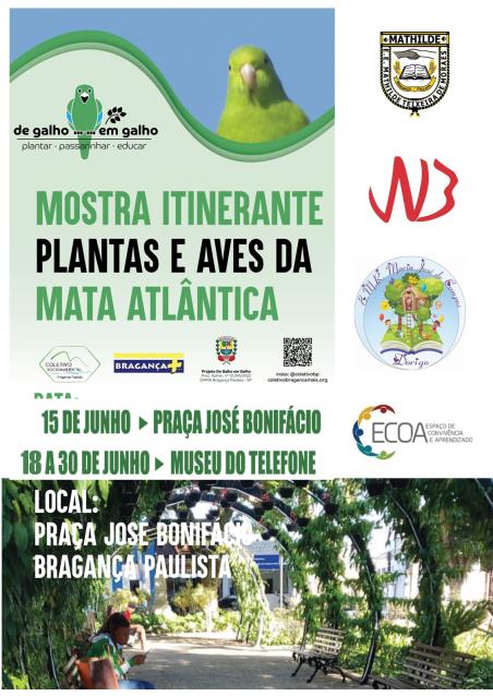 Mostra Itinerante Plantas e Aves da Mata Atlântica acontece neste sábado (15/06) na Praça José Bonifácio