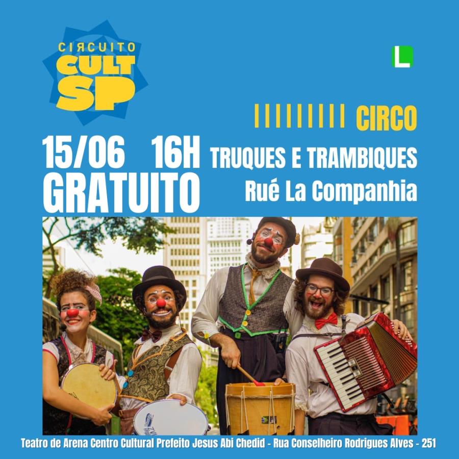 Circuito CultSP: Bragança Paulista recebe espetáculo circense “Truques e Trambiques” neste sábado (15/06)