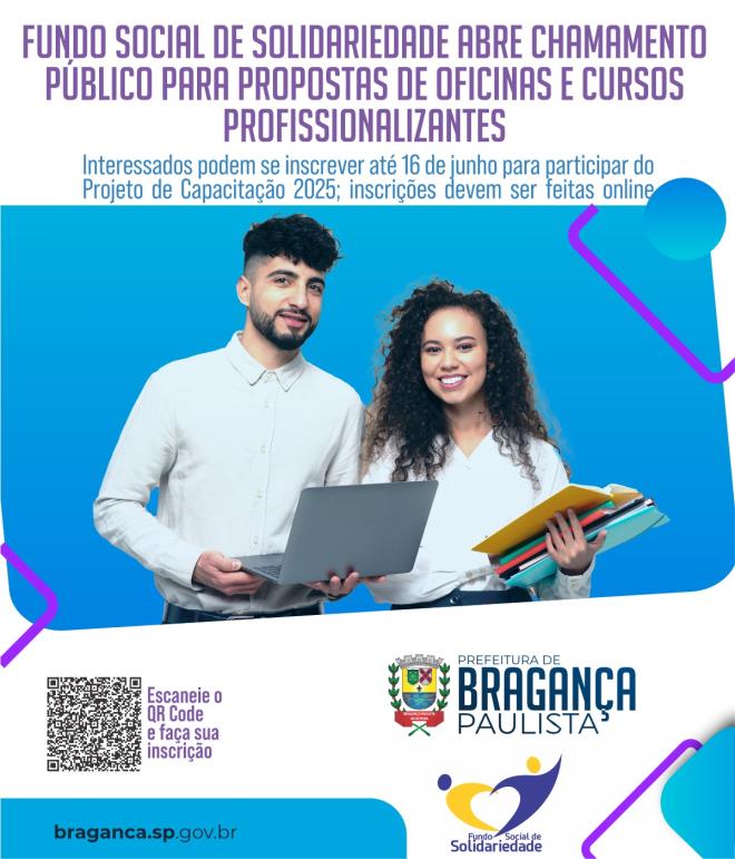 Inscrições para propostas de oficinas e cursos profissionalizantes junto ao Fundo Social de Solidariedade terminam no dia 16 de junho