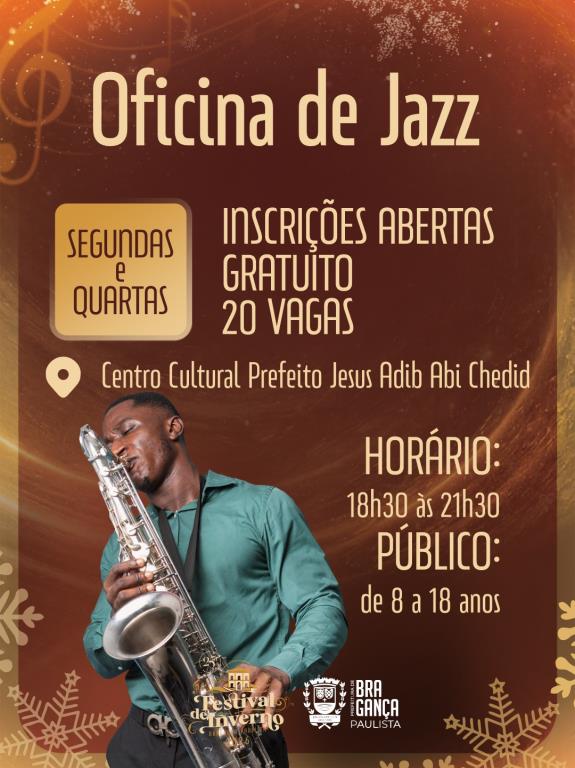 Festival de Inverno 2026 realiza inscrições para Oficina de Jazz