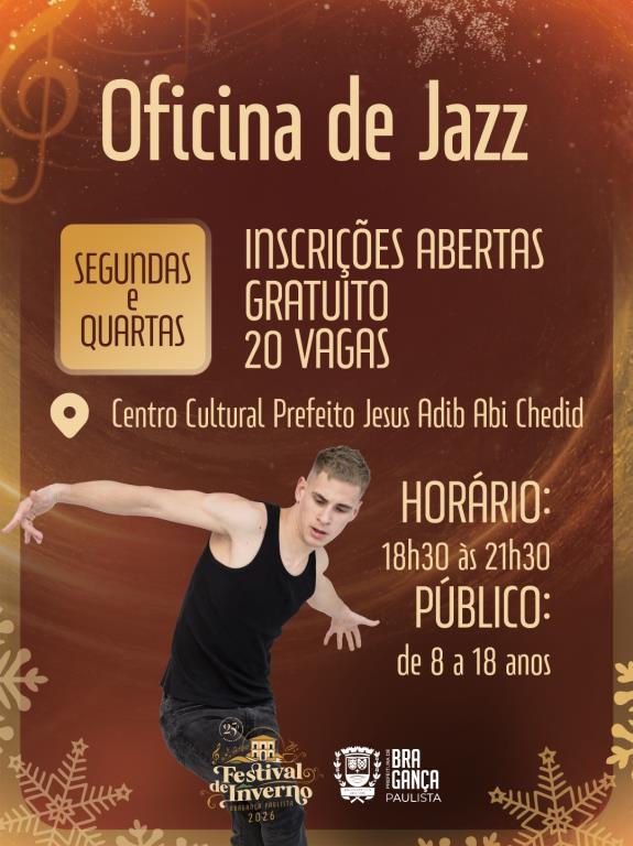 Festival de Inverno 2026 realiza inscrições para Oficina de Jazz