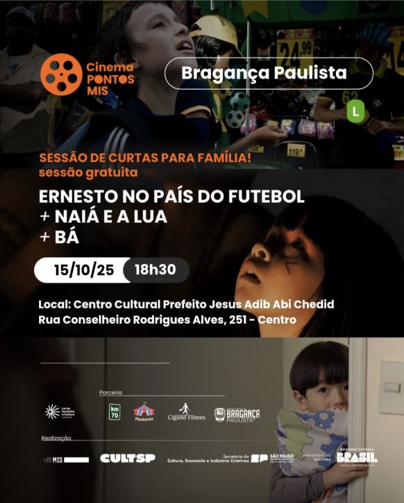 Sessão Pontos MIS apresenta “Curtas para Família” em Bragança Paulista