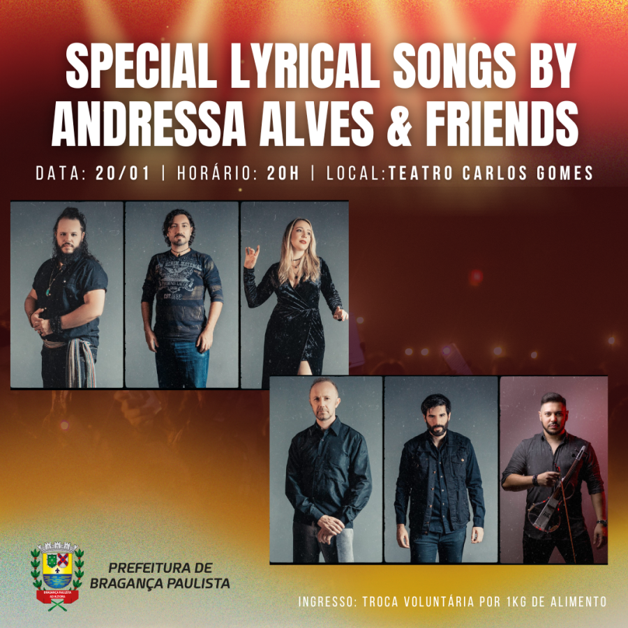 Teatro Carlos Gomes recebe show musical “Special Lyrical Songs by Andressa Alves & Friends”