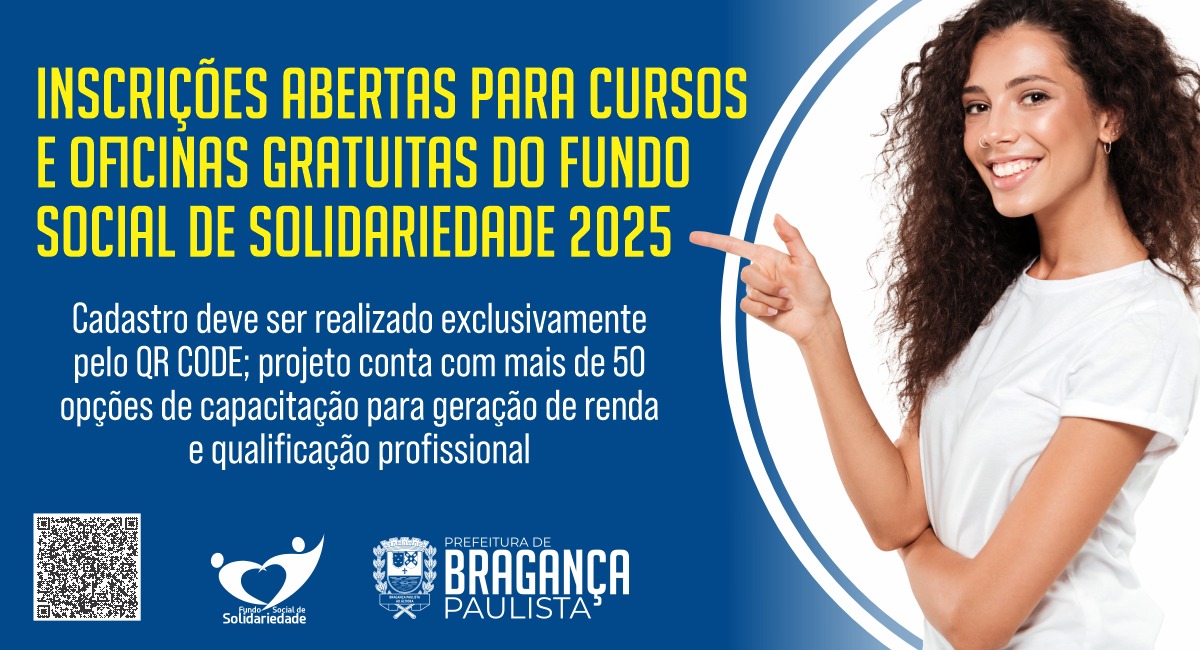 Inscrições abertas para cursos e oficinas gratuitas do Fundo Social de Solidariedade 2025