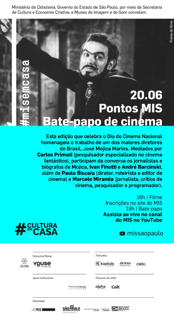 Bate-papo de cinema Pontos MIS homenageia José Mojica Marins, o Zé do Caixão