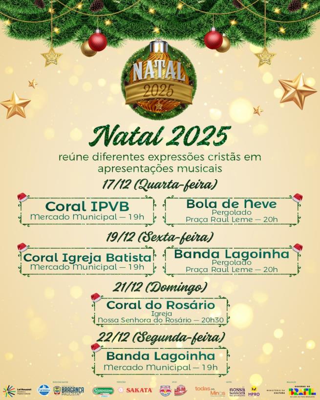 Natal 2025: Prefeitura reúne diferentes expressões cristãs em apresentações musicais