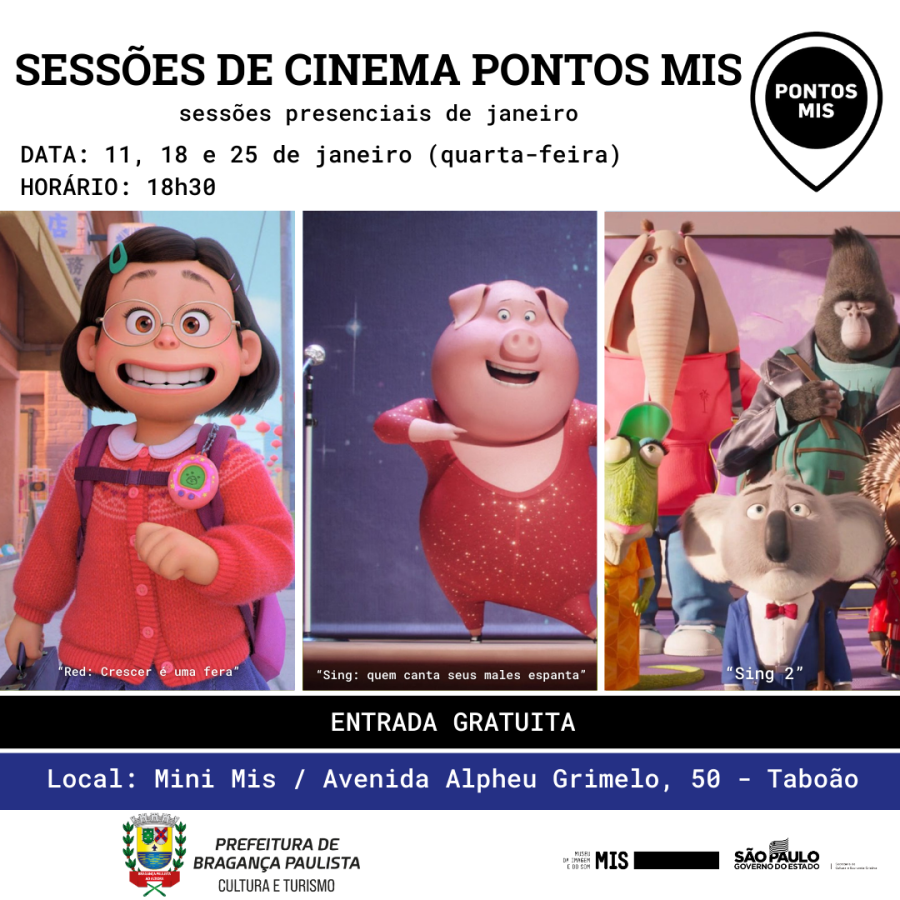 Sessão de cinema pontos mis exibe filme “Sing: quem canta seus males espanta”