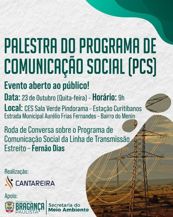 Palestra do Programa de Comunicação Social (PCS) será realizada no CES Sala Verde Pindorama