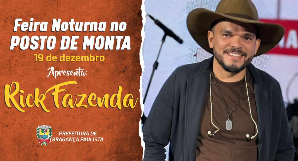 Feira Noturna terá show com Rick Fazenda nesta quinta-feira (19/12)