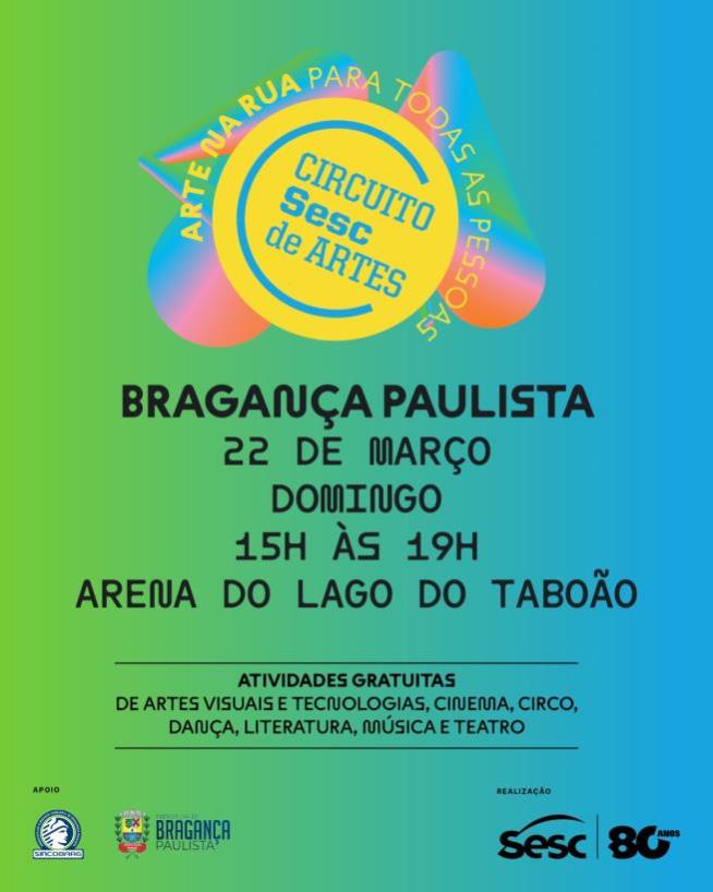 Arena do Lago do Taboão recebe Circuito Sesc de Artes com programação gratuita