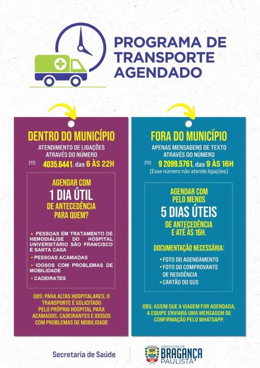 Secretaria de Saúde orienta sobre o Programa de Transporte Agendado