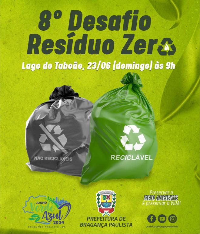 8º Desafio Resíduo Zero acontece neste domingo (23/06)