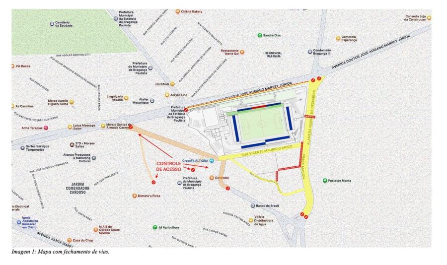Ruas serão interditadas para jogo entre Red Bull Bragantino e Criciúma nesta quinta-feira (22/05)