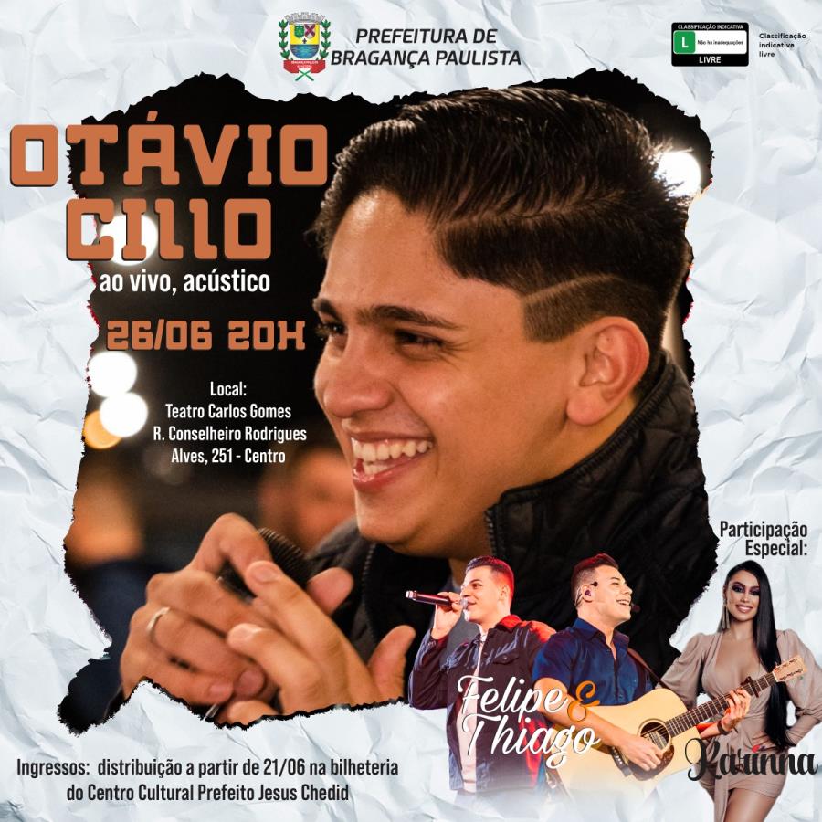 Teatro Carlos Gomes recebe show acústico de Otávio Cillo nesta segunda-feira (26/06)