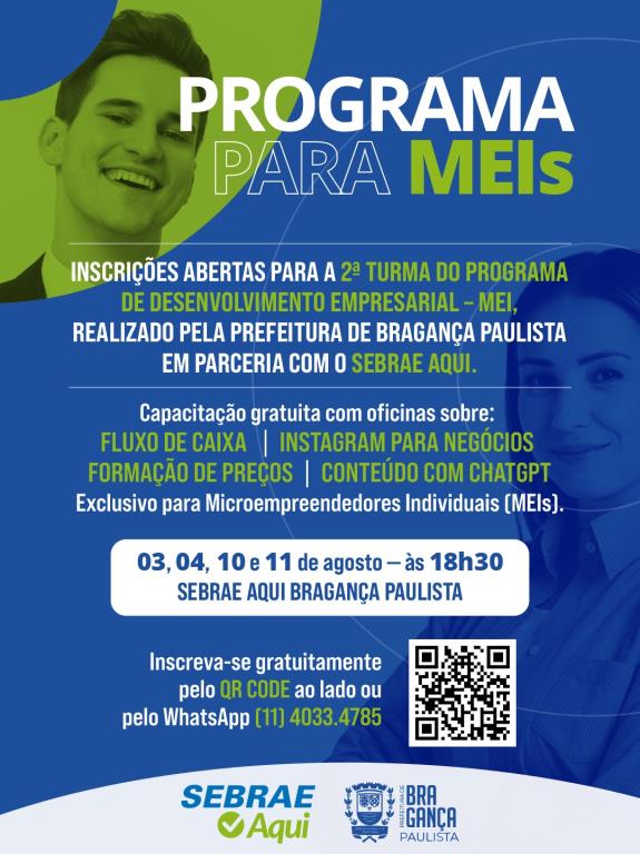 Bragança abre inscrições para Programa de Desenvolvimento Empresarial para MEIs