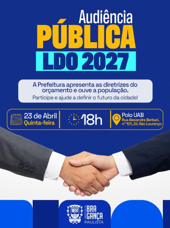 Audiência pública vai discutir orçamento de 2027