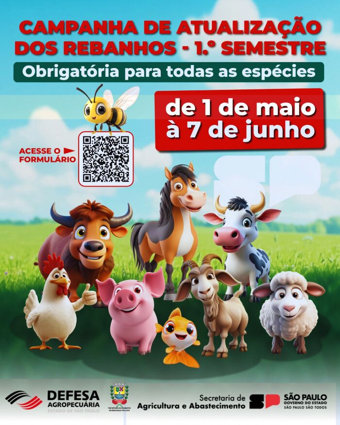 Produtores rurais deverão atualizar rebanhos até 7 de junho no sistema GEDAVE