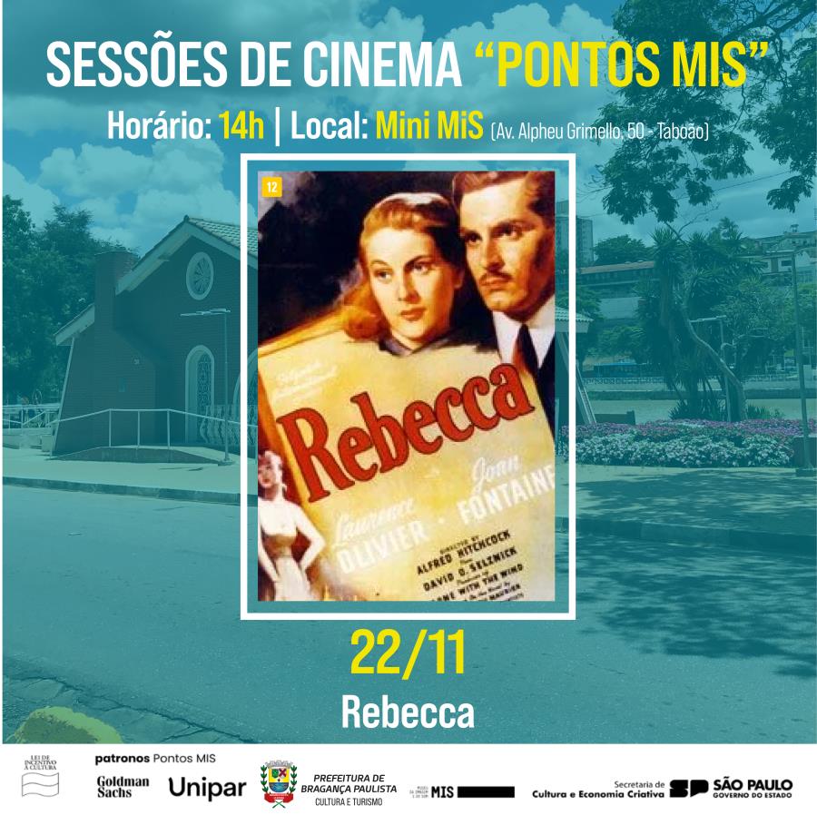 Sessão de cinema Pontos MIS desta quarta-feira (22/11) exibe filme “Rebecca”