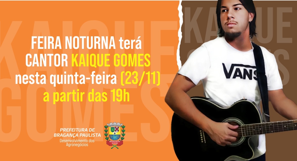 Feira Noturna do Posto de Monta terá cantor Kaique Gomes nesta quinta-feira (23/11)
