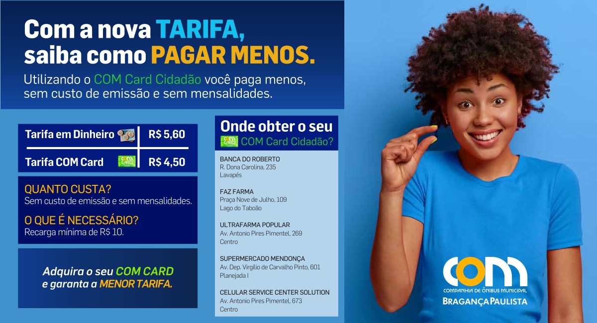 COM Card Cidadão permite ter desconto no pagamento de tarifa de ônibus a partir de 26 de fevereiro