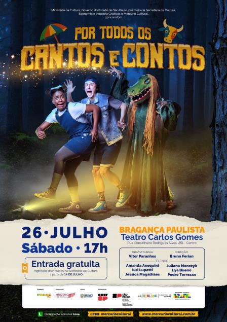Festival de Inverno 2025 apresenta espetáculo infantojuvenil “Por Todos os Cantos e Contos” neste sábado no Teatro Carlos Gomes