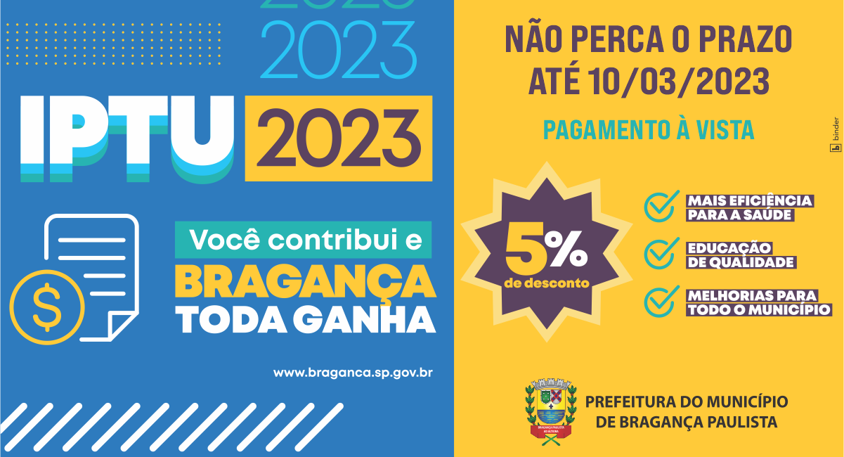 Prazo para pagamento à vista do IPTU com desconto de 5% encerra no dia 10 de março   