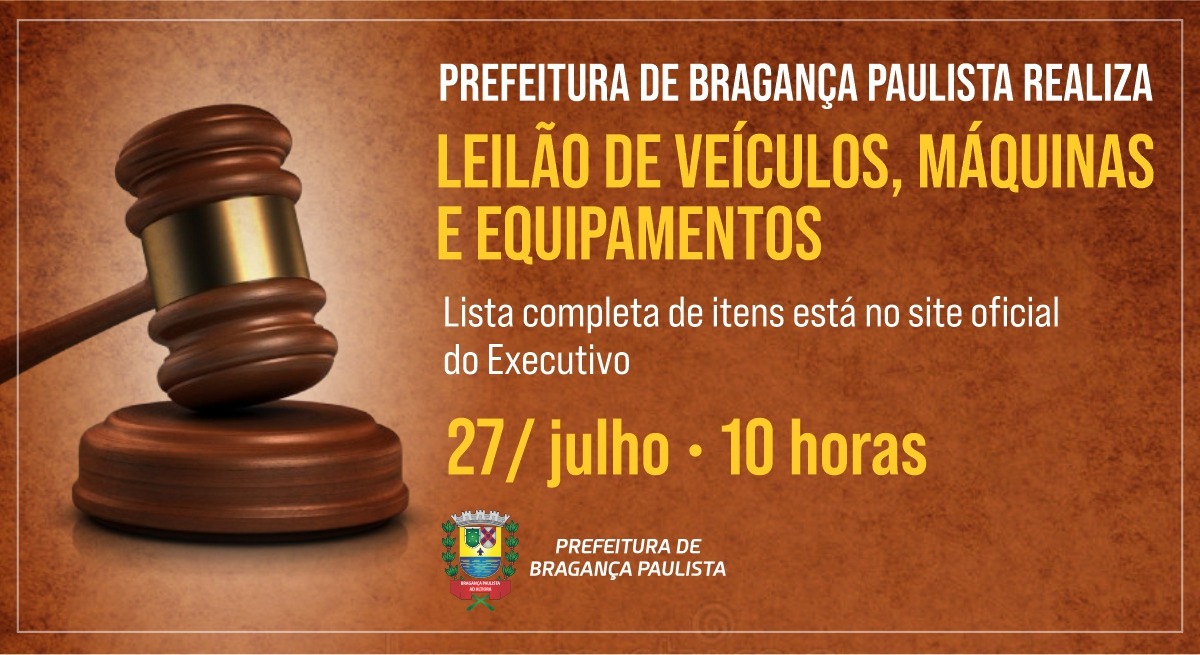 Prefeitura de Bragança Paulista realiza leilão de veículos, máquinas e equipamentos