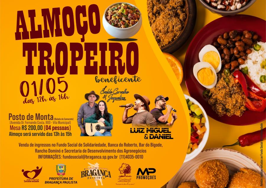 Almoço Tropeiro beneficente acontece no dia 1º de maio no Posto de Monta