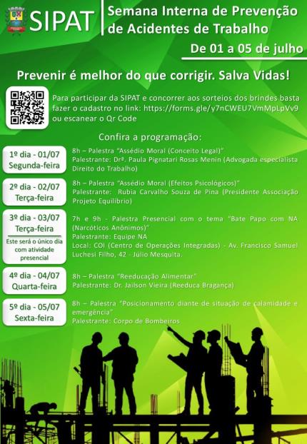 Prefeitura de Bragança Paulista realiza a Semana Interna de Prevenção de Acidentes de Trabalho (SIPAT) 2024