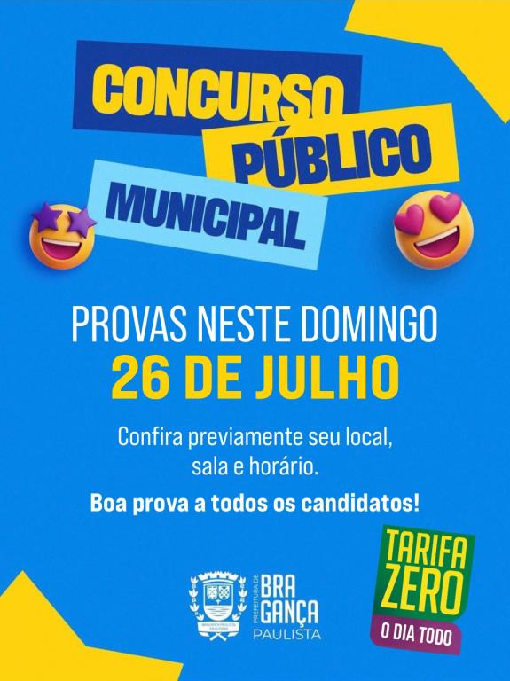 Provas do Concurso Público da Prefeitura acontecem neste domingo (26)