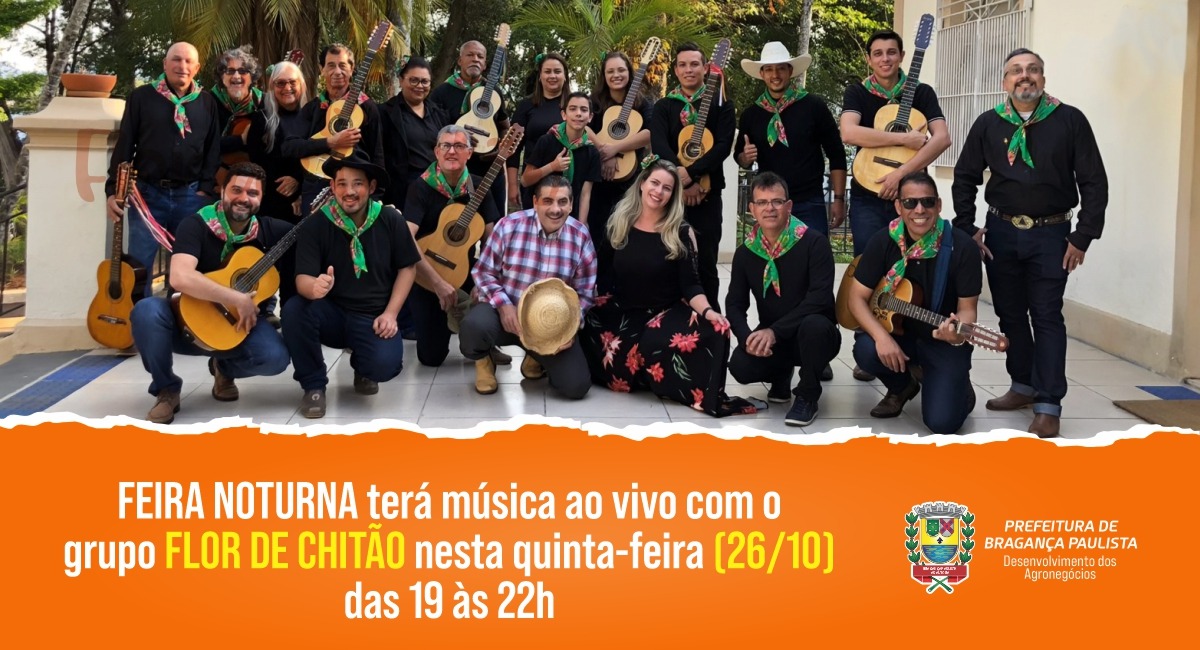 Feira Noturna do Posto de Monta terá o grupo Flor de Chitão nesta quinta-feira (26/10)