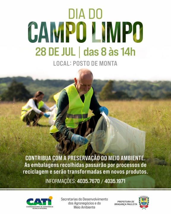 “Dia do Campo Limpo” acontece em 28 de julho no Posto de Monta