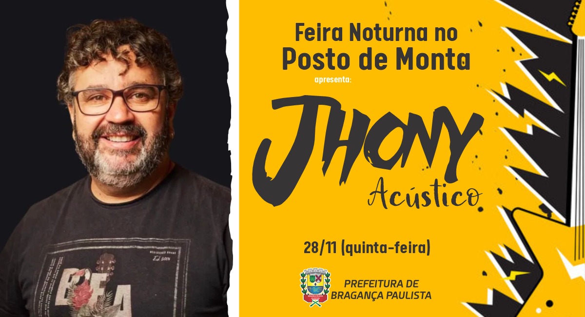 Feira Noturna terá show com o cantor Jhony Acústico nesta quinta-feira (28/11)