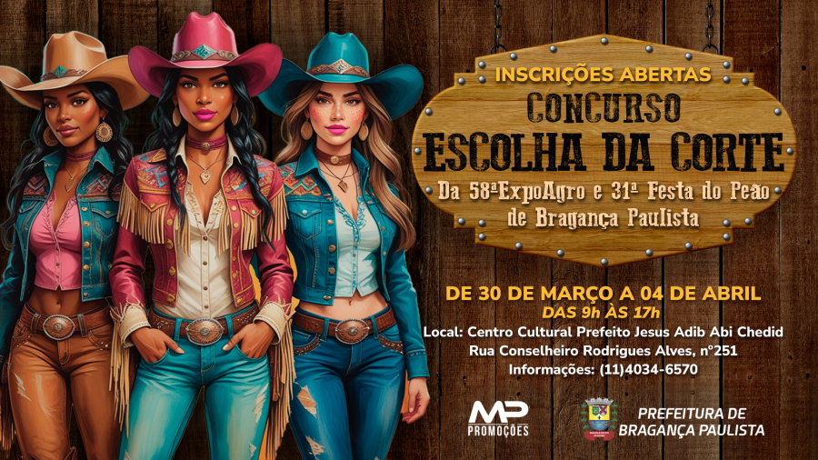 Inscrições para o Concurso da Escolha da Corte da ExpoAgro e Festa do Peão começam em 30 de março