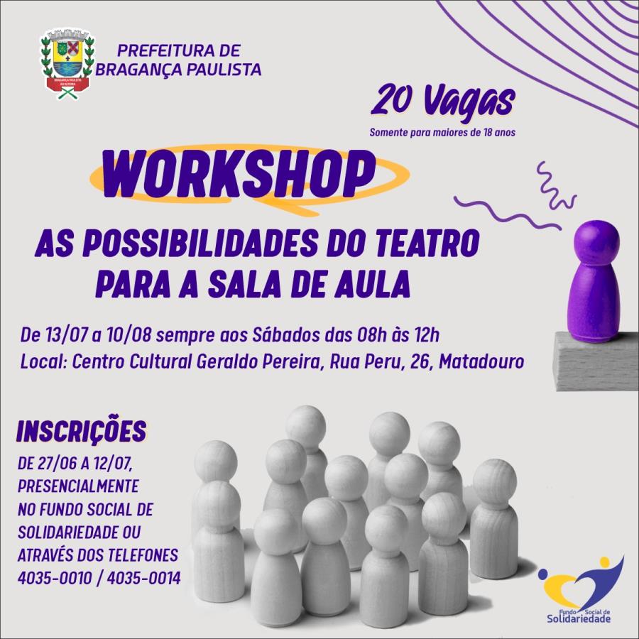 Fundo Social realiza Workshop "As Possibilidades do Teatro para a Sala de Aula"