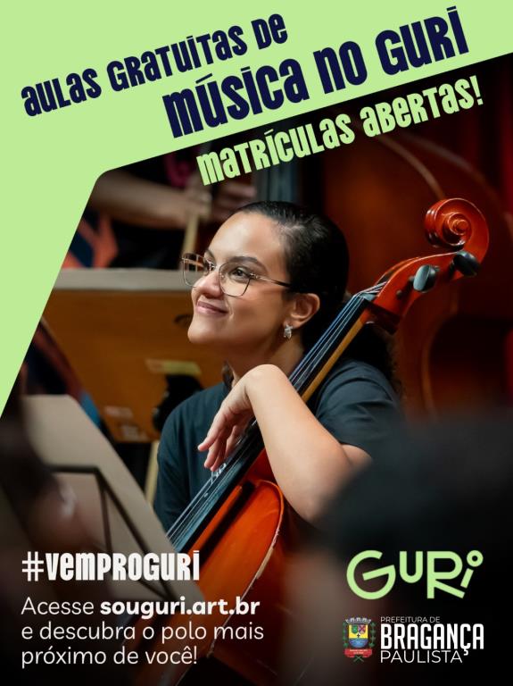 GURI abre mais de 150 vagas gratuitas para cursos de música em Bragança Paulista